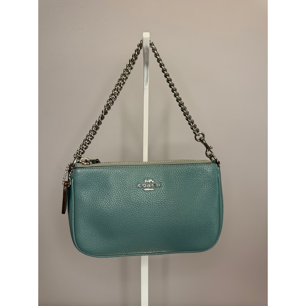 Coach Nolita 19 Peacock Pebble Leather Chain Wristlet F53077